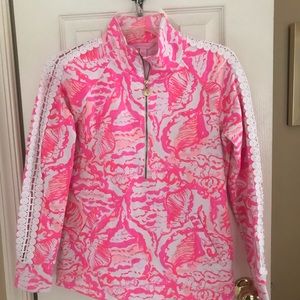 Lilly Pulitzer Sz S Skipper Popover Pink & White